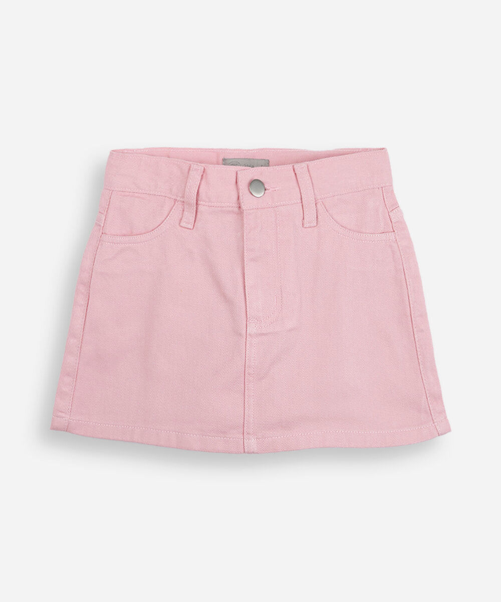 short saia infantil de sarja rosa