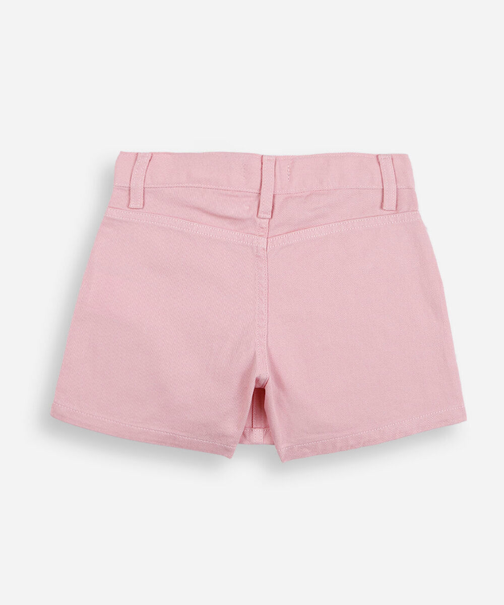 short saia infantil de sarja rosa