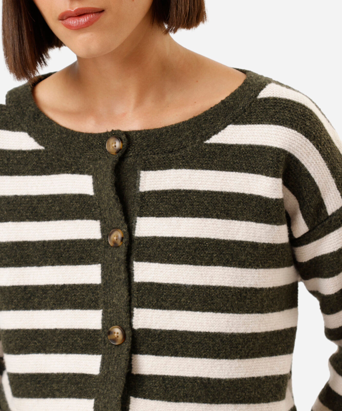 cardigan feminino de tricot listrado verde