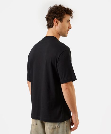 camiseta masculina de algodão manga curta estampada preta