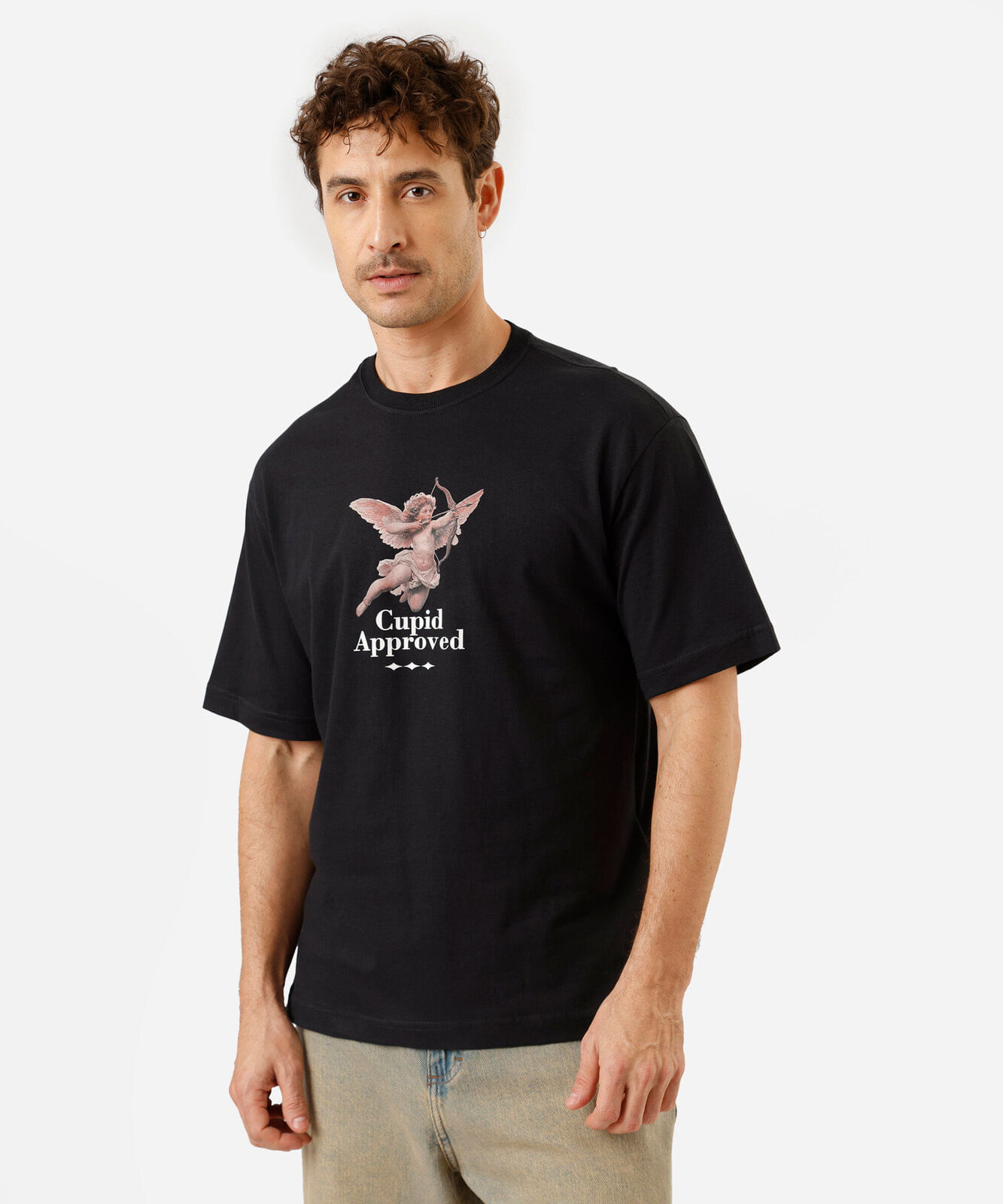 camiseta masculina de algodão manga curta estampada preta