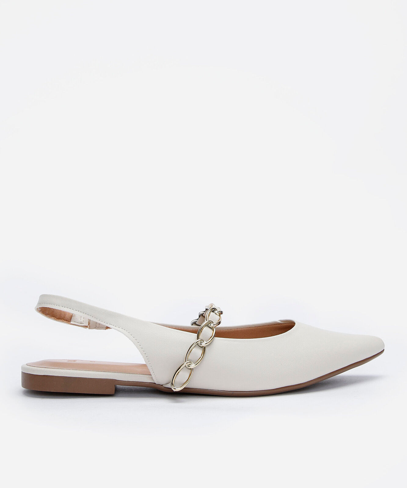 sapatilha bico fino com corrente oneself off white