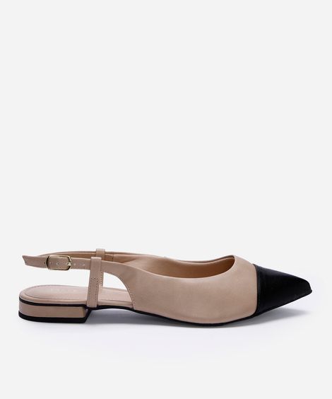 sapatilha feminina slingback bicolor oneself bege