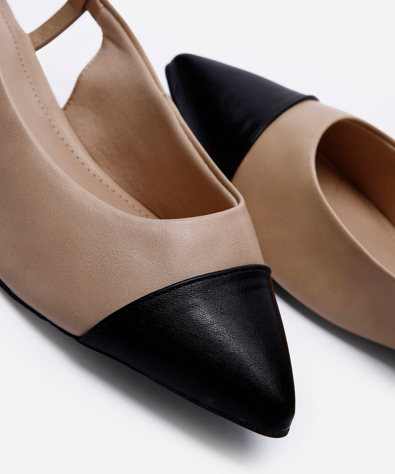 sapatilha feminina slingback bicolor oneself bege