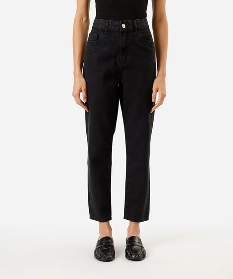 calça mom feminina jeans cintura alta preta