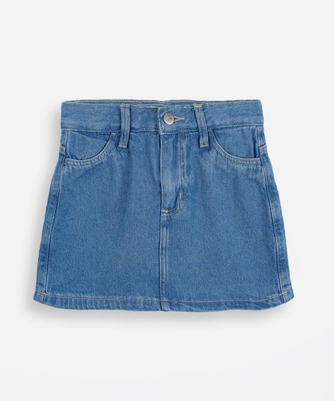 short saia infantil jeans azul