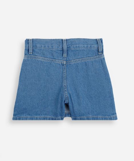 short saia infantil jeans azul