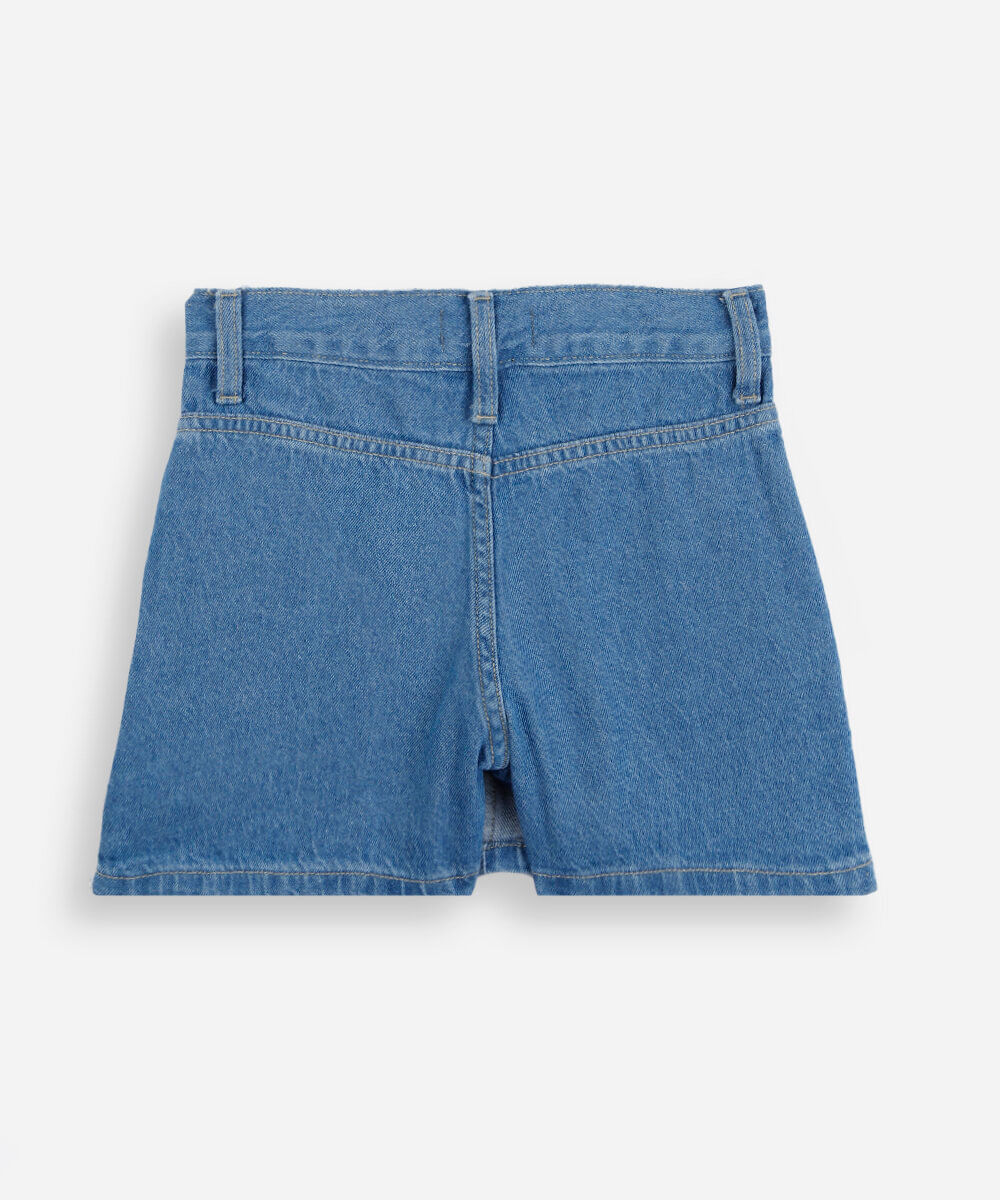 short saia infantil jeans azul