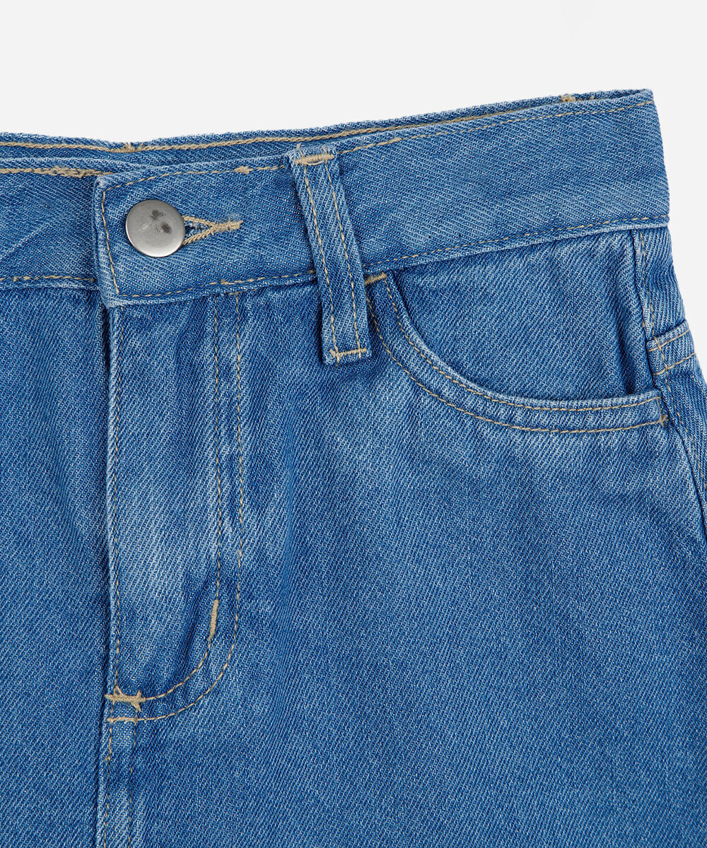 short saia infantil jeans azul