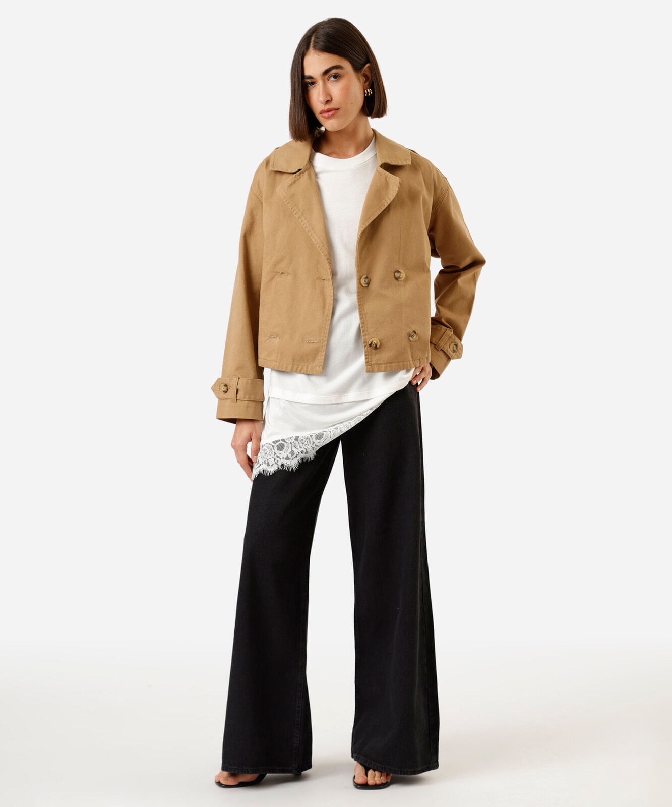 calça jeans wide leg cintura super alta preta