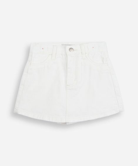 short saia infantil de sarja off white