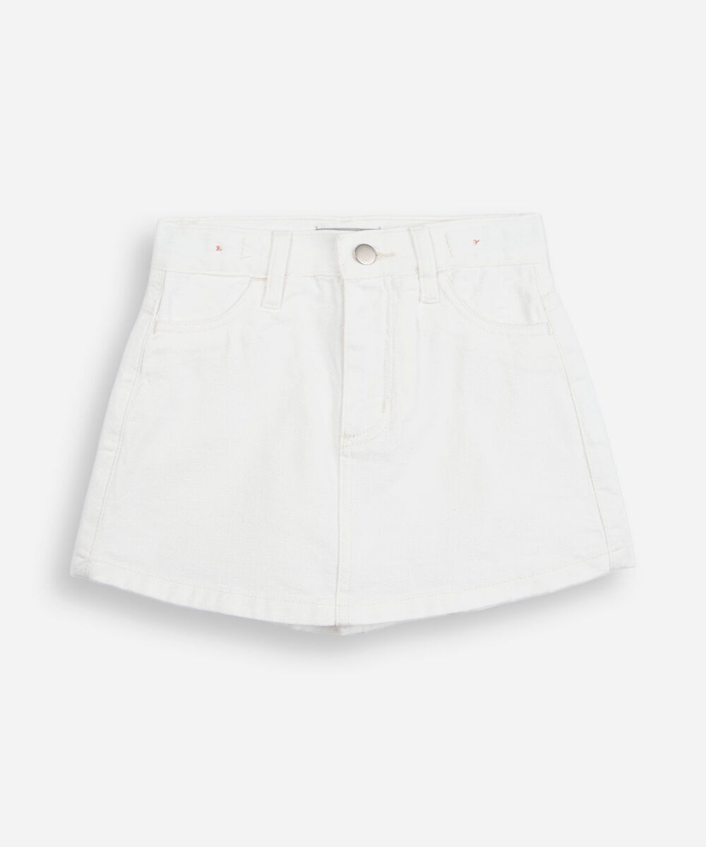 short saia infantil de sarja off white