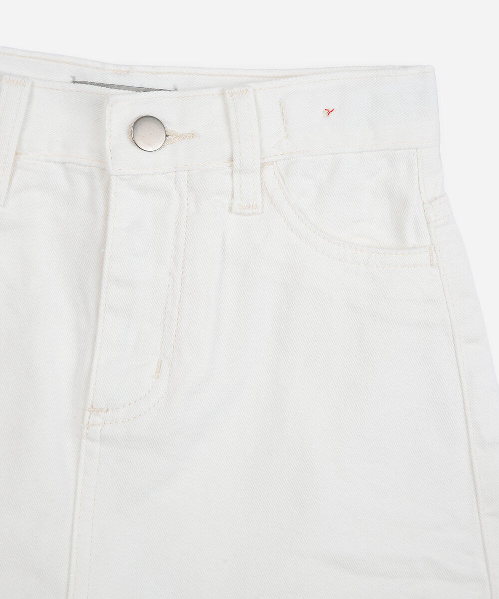 short saia infantil de sarja off white