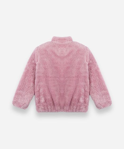 jaqueta infantil de fleece gola alta rosa