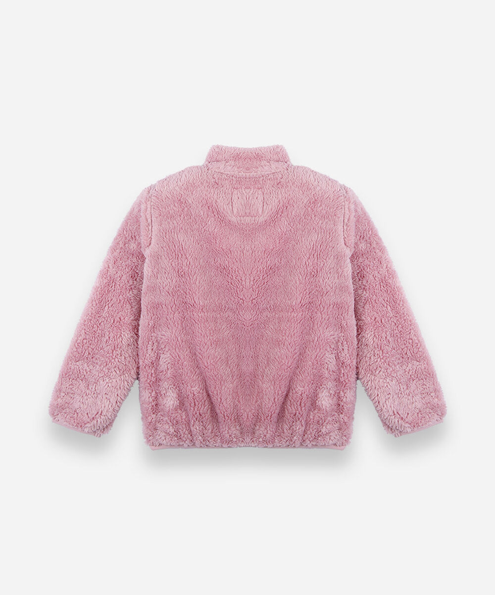 jaqueta infantil de fleece gola alta rosa