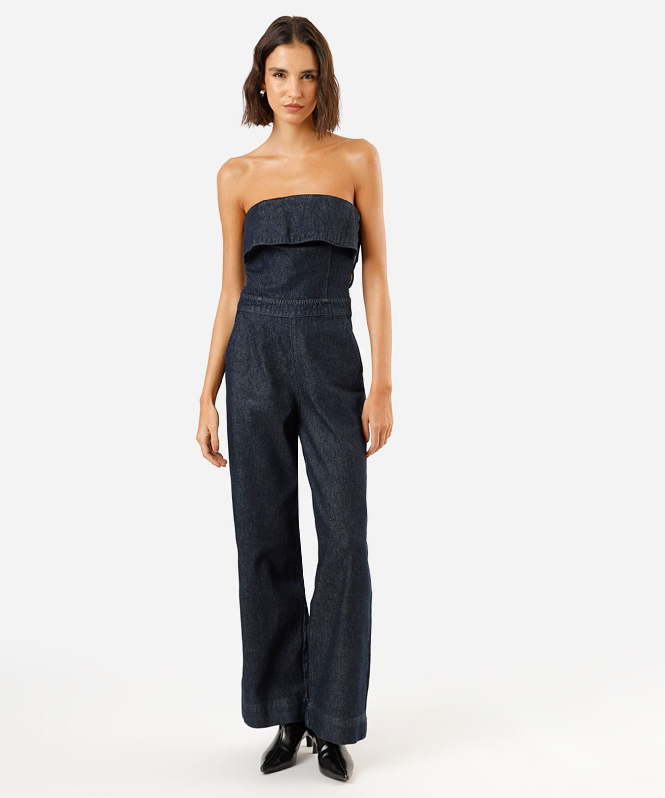 macacão sem alça feminino jeans azul