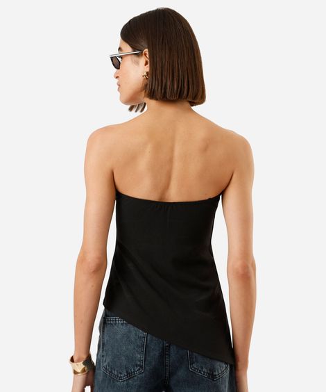 blusa sem alça feminina assimétrica preta