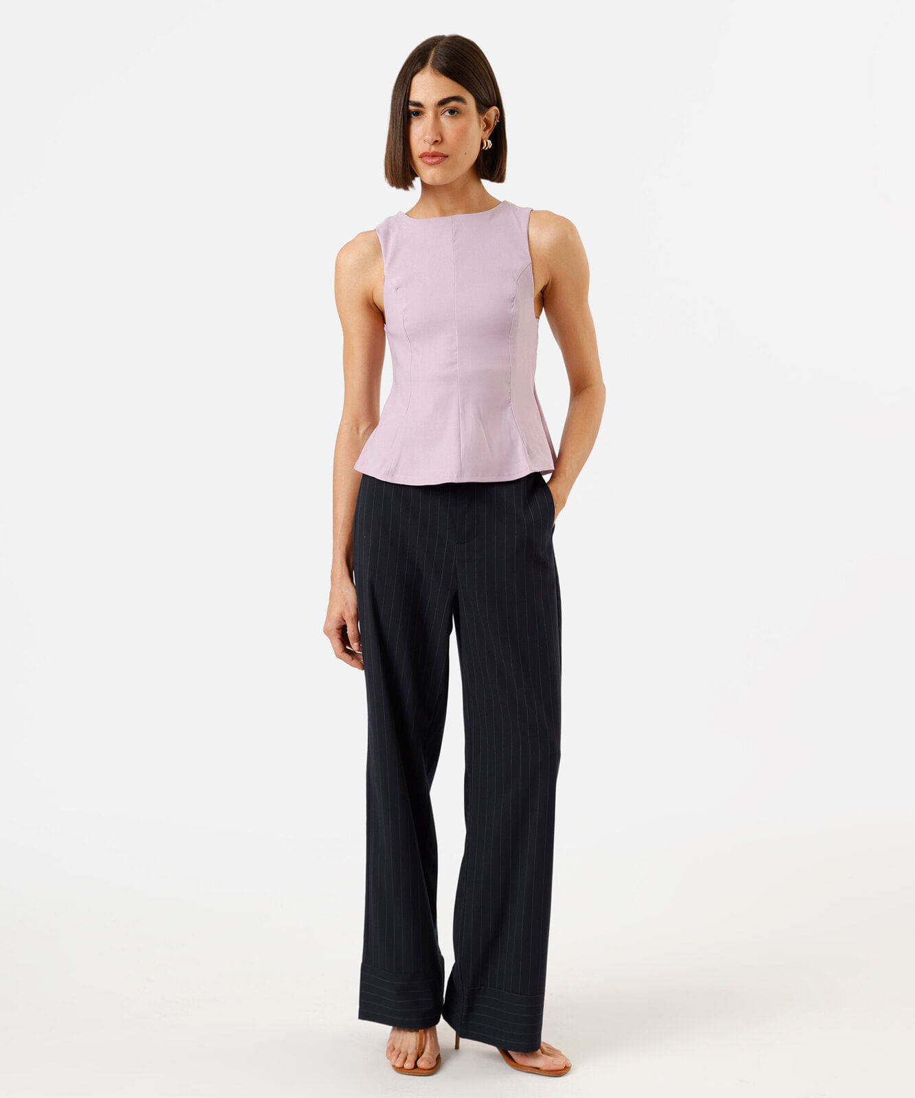 blusa peplum feminina decote canoa lilás