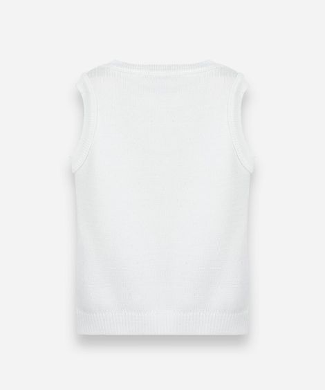 regata infantil de tricot com bordado floral off white