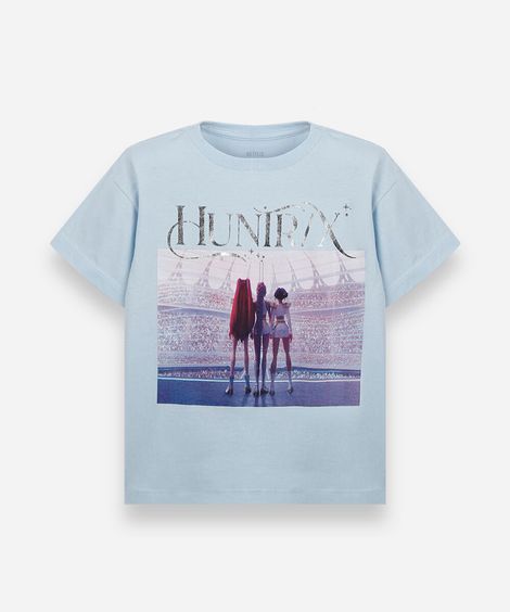 camiseta infantil de algodão manga curta guerreiras do kpop azul