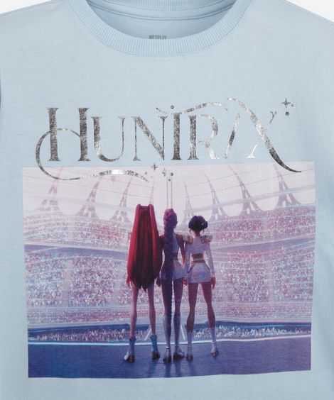 camiseta infantil de algodão manga curta guerreiras do kpop azul