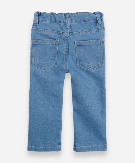 calça flare infantil jeans com bordado miffy azul