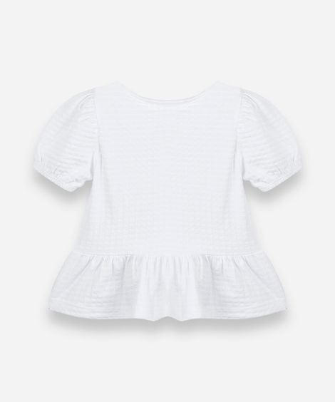 blusa peplum infantil de algodão com laços off white