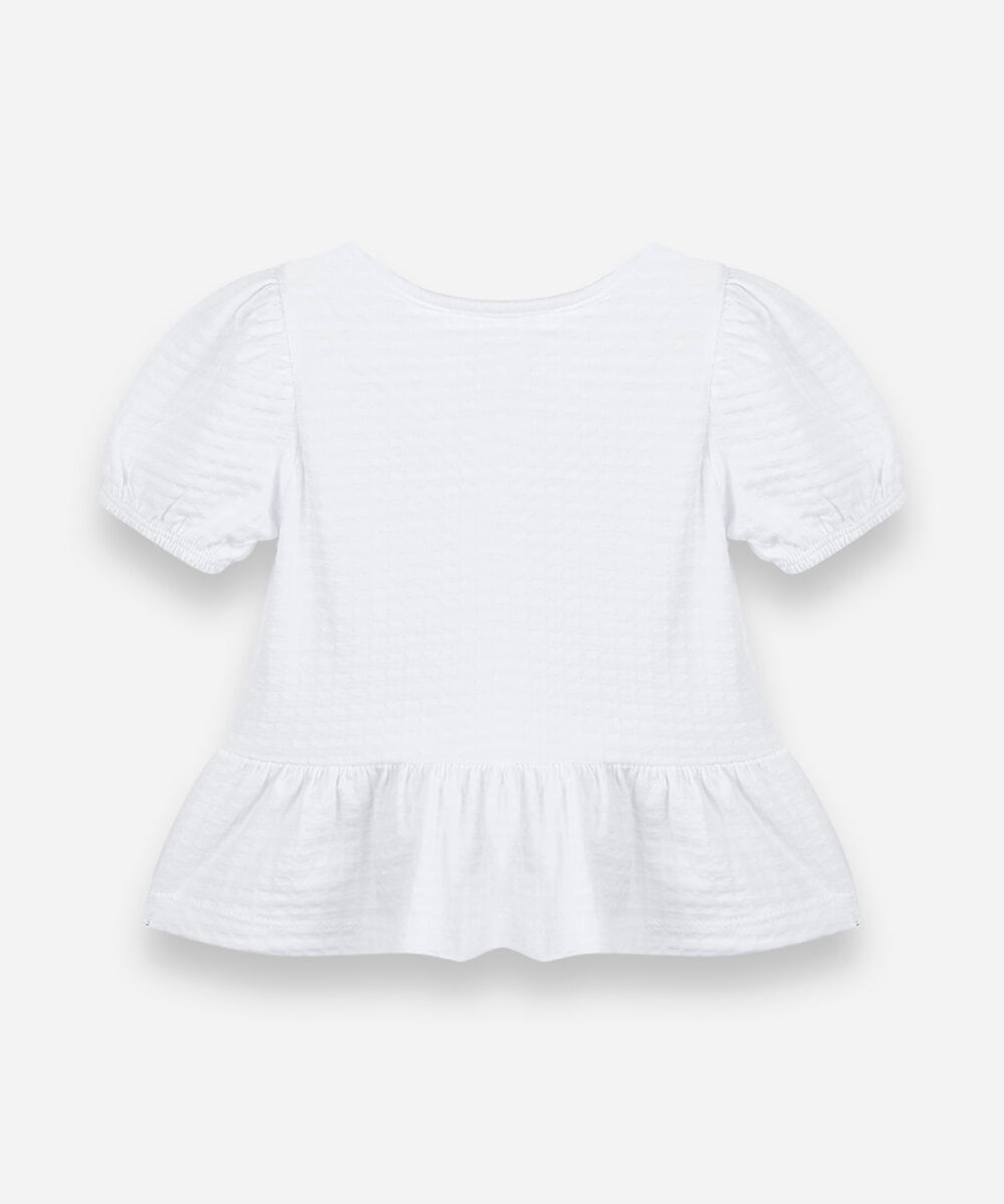 blusa peplum infantil de algodão com laços off white
