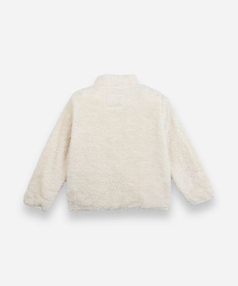 jaqueta infantil de fleece gola alta off white