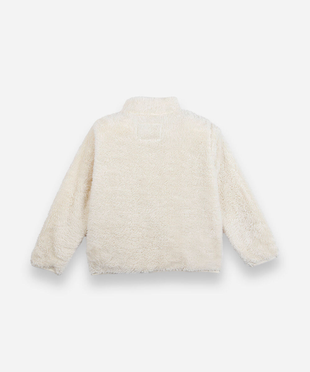 jaqueta infantil de fleece gola alta off white