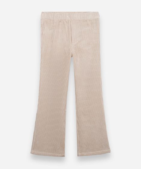 calça flare infantil de veludo cotelê bege