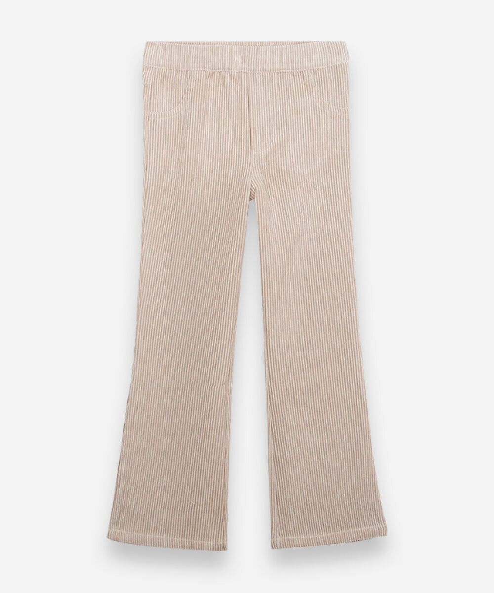 calça flare infantil de veludo cotelê bege