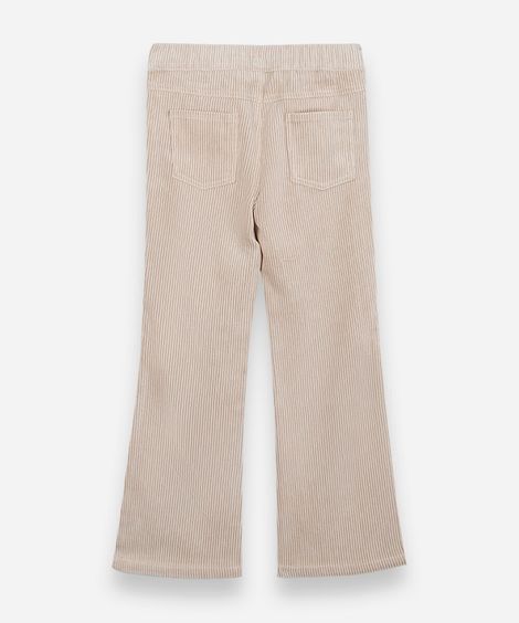 calça flare infantil de veludo cotelê bege