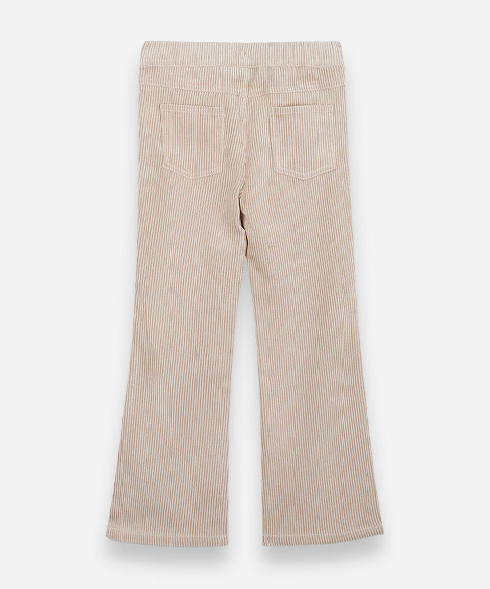 calça flare infantil de veludo cotelê bege