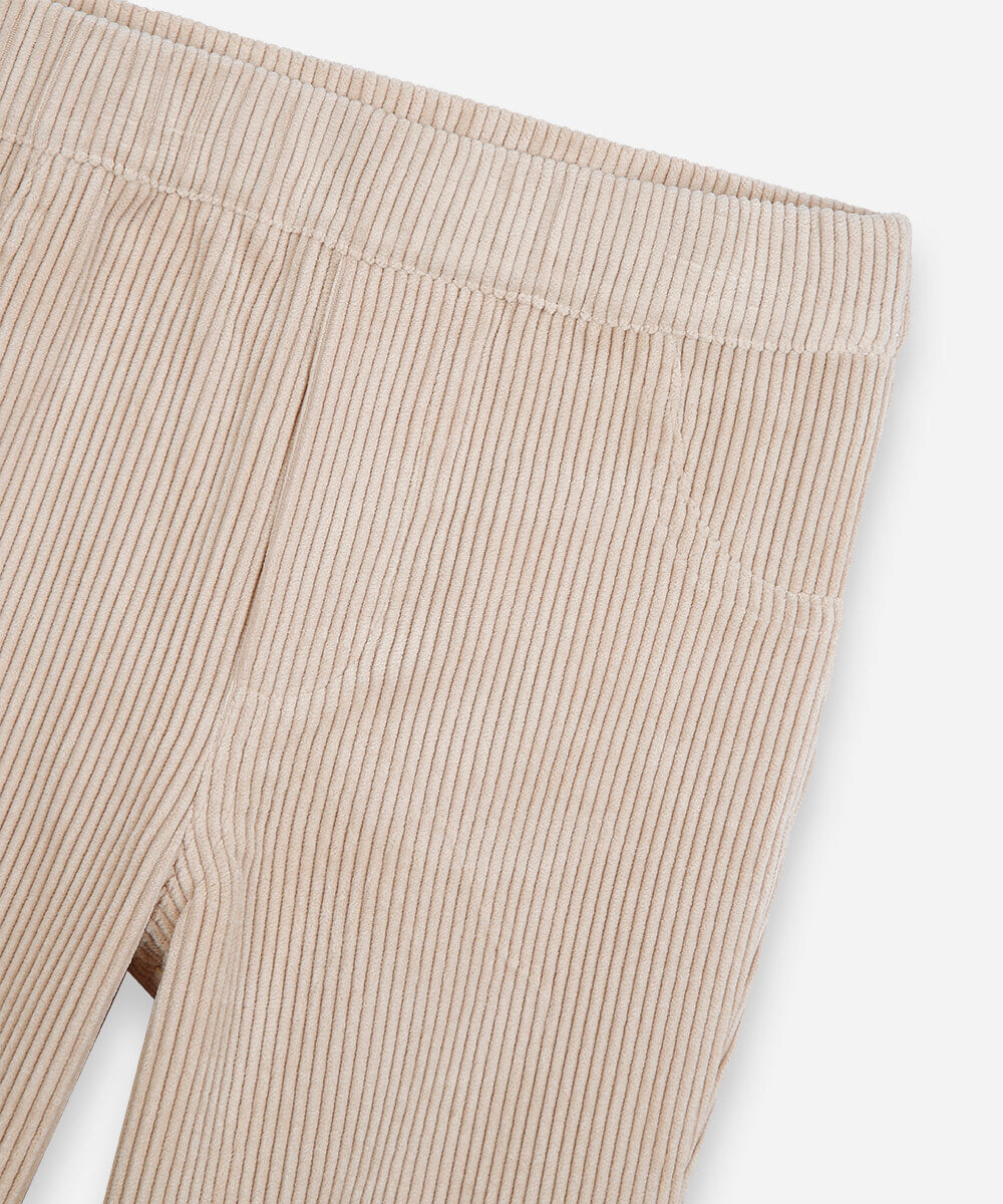 calça flare infantil de veludo cotelê bege