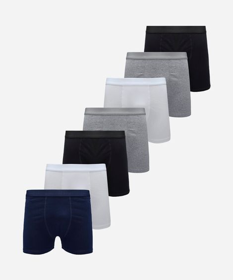 kit de 7 cuecas boxer masculina de algodão colorido