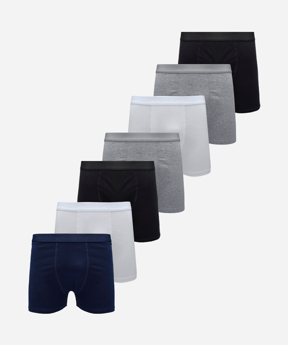 kit de 7 cuecas boxer masculina de algodão colorido