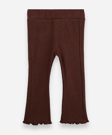 calça flare infantil com fru fru marrom