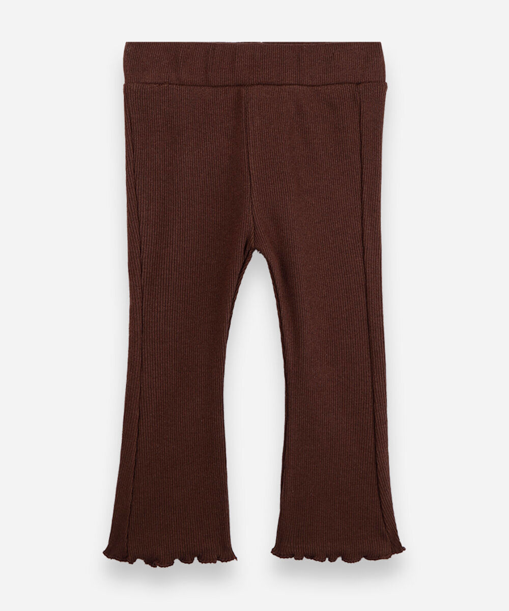 calça flare infantil com fru fru marrom