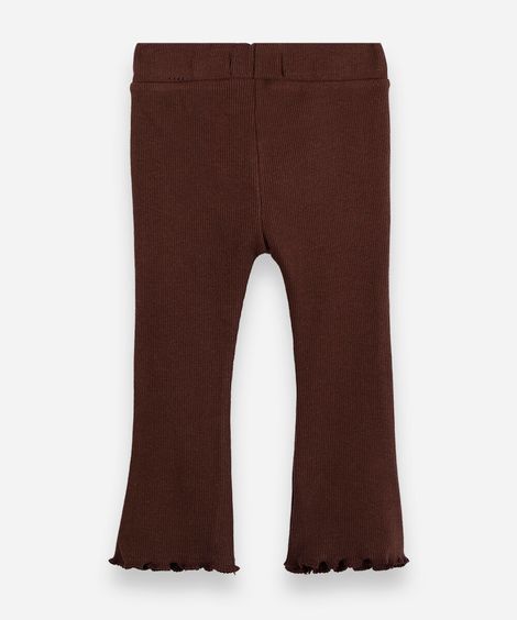 calça flare infantil com fru fru marrom