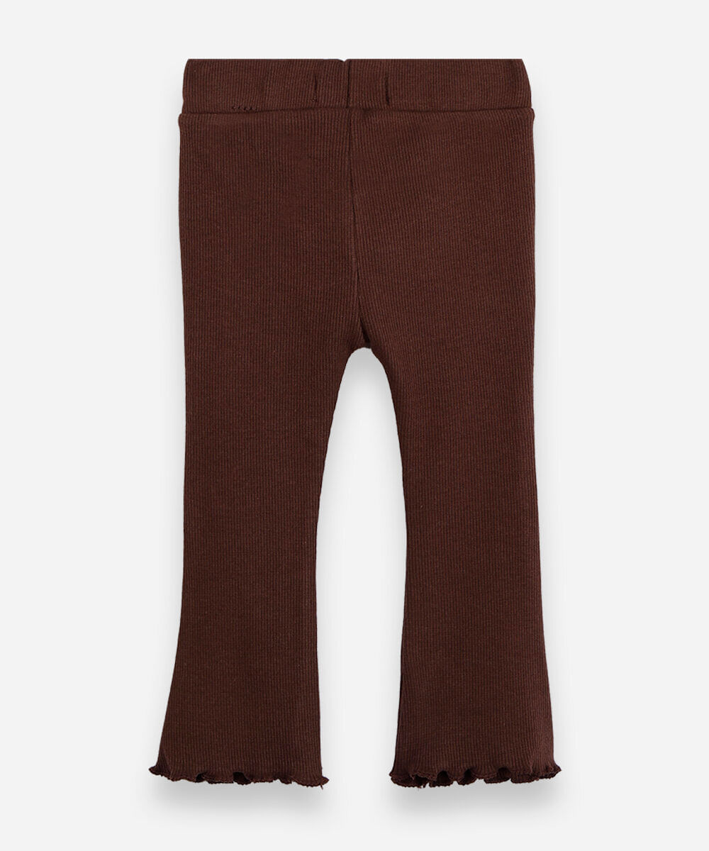 calça flare infantil com fru fru marrom