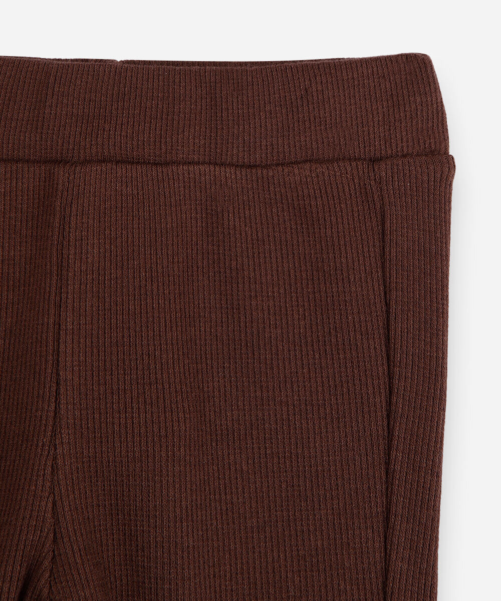 calça flare infantil com fru fru marrom