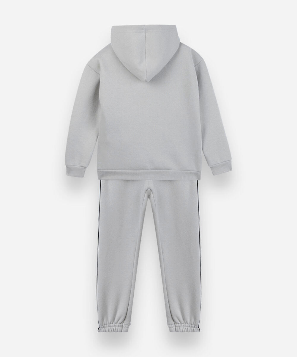conjunto longo infantil de moletom com capuz cinza