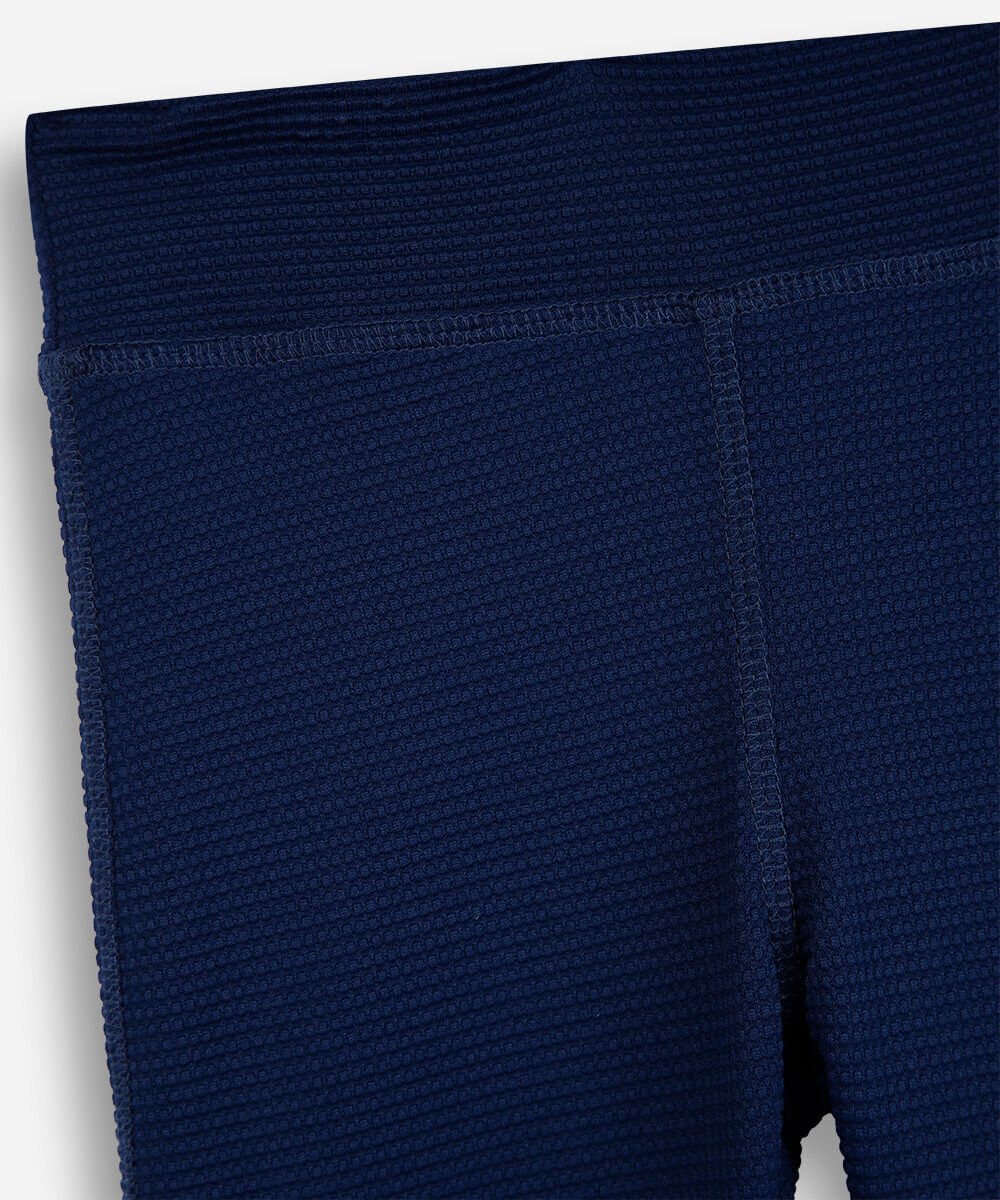 calça flare esportiva infantil de poliamida texturizada azul