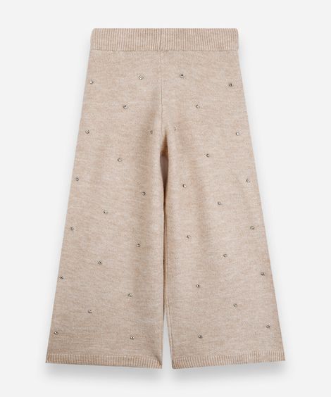 calça infantil de tricot com brilhos bege