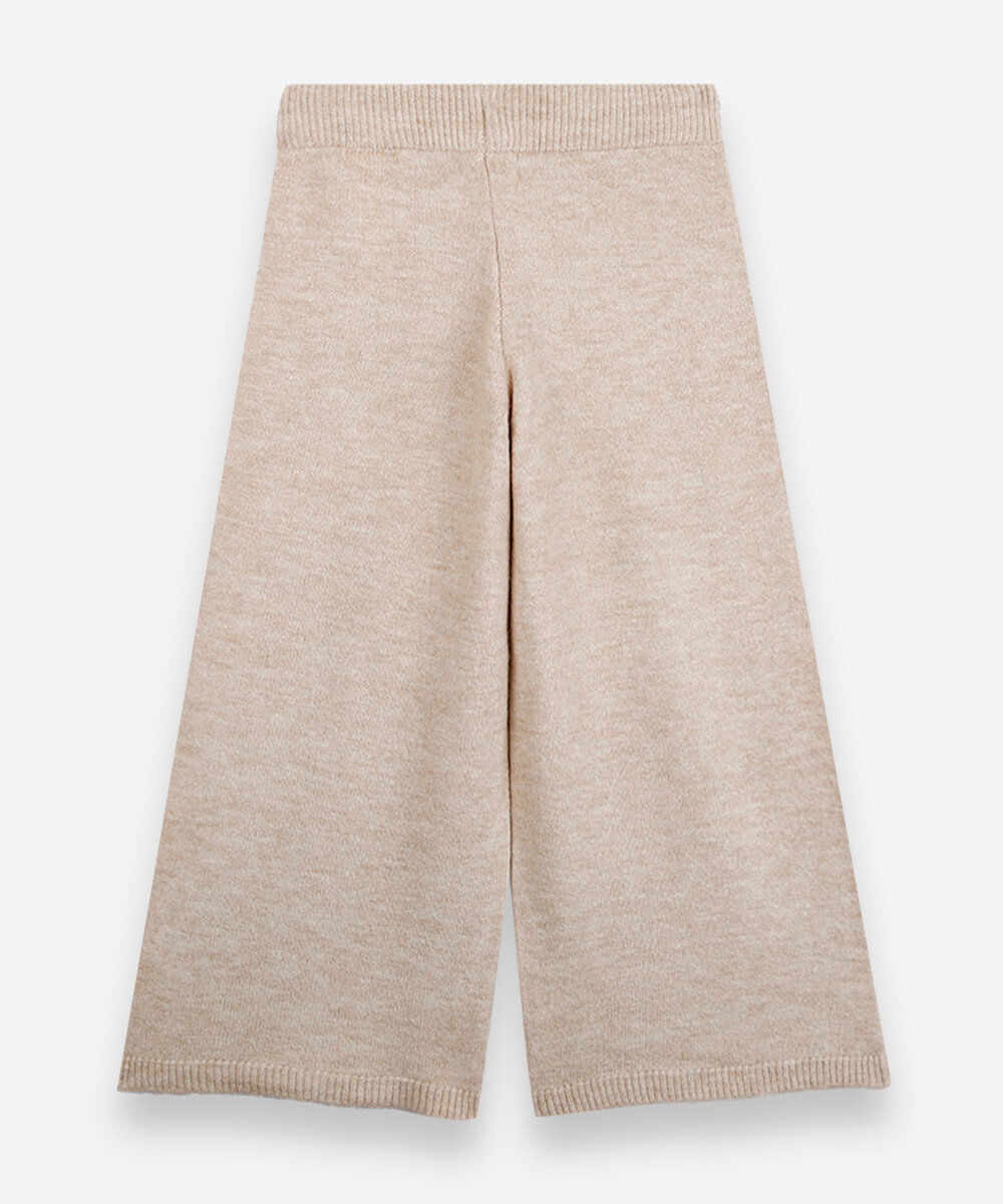 calça infantil de tricot com brilhos bege