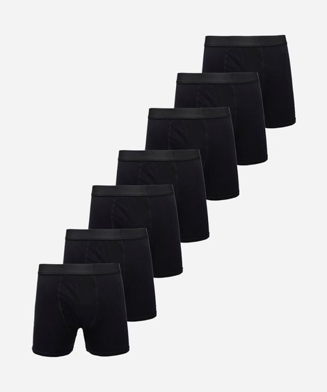 kit de 7 cuecas boxer masculina de algodão preto
