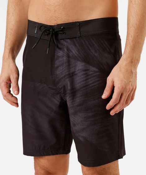 short boardshort masculino folhagens preto