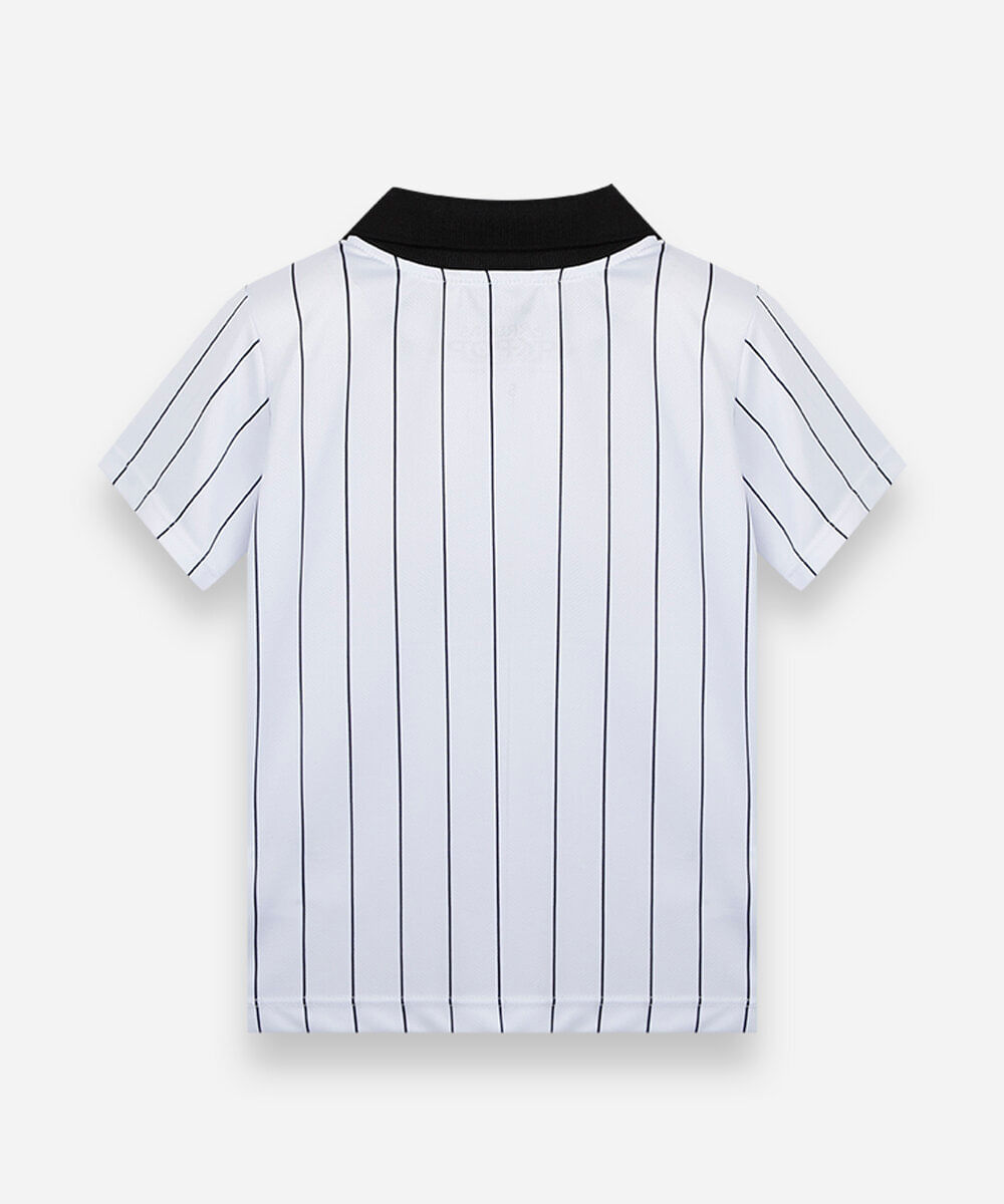 camiseta esportiva infantil com gola saja boys listrada off white