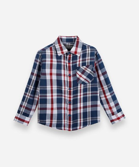 camisa infantil com algodão e bolso manga longa xadrez vinho